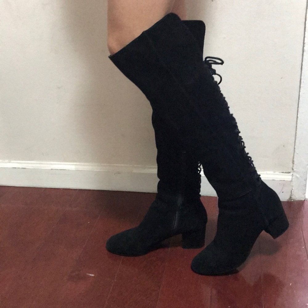 Steve Madden over the knee laced up boots